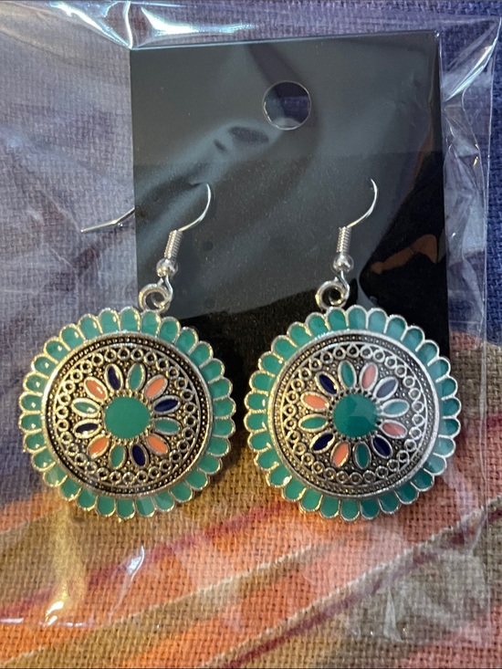 Jewelry - Turquoise Color  Floral Drop Earrings - Women Jewelry